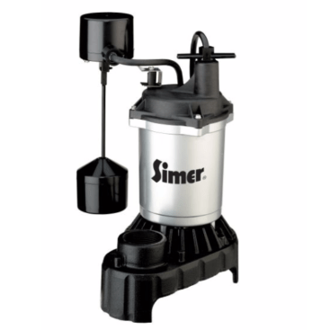 Simer 2883, 1/3 HP Submersible Cast Iron and Zinc Sump Pump