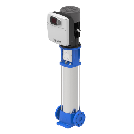 Goulds_e-svx-motor-color | Southern Water Service Vertical submersible pump with electric motor and blue mounting frame.