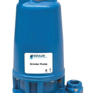 Blue Goulds grinder pump for wastewater, featuring mounting flange and lifting handle (submersible)
